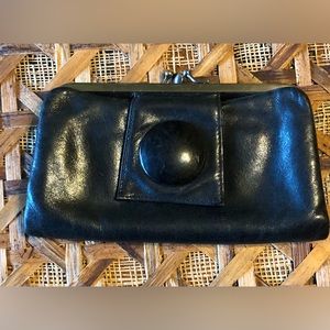 Very Vintage Hobo International Black Leather Wallet Coin Clutch